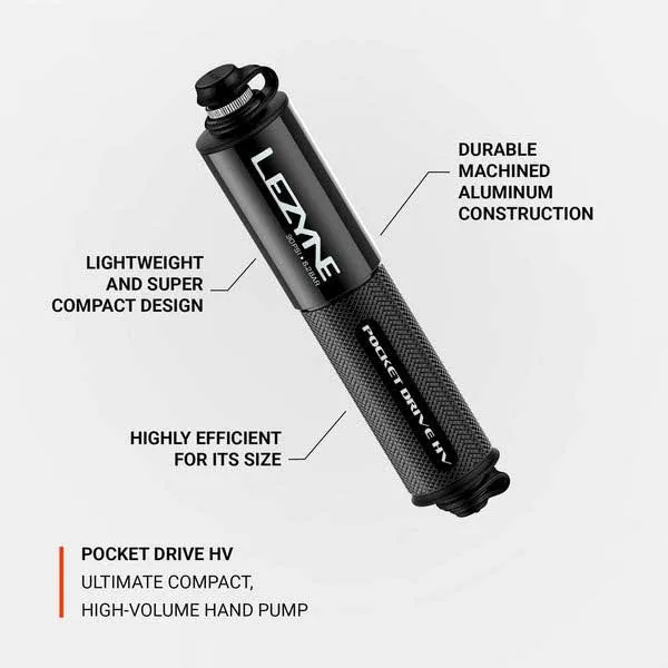 Lezyne Pocket Drive Hv Loaded Mini-pumpe, Black / silver, 160psi Lezyne Pocket Drive Hv Loaded Mini-pumpe, Black / silver, 160psi