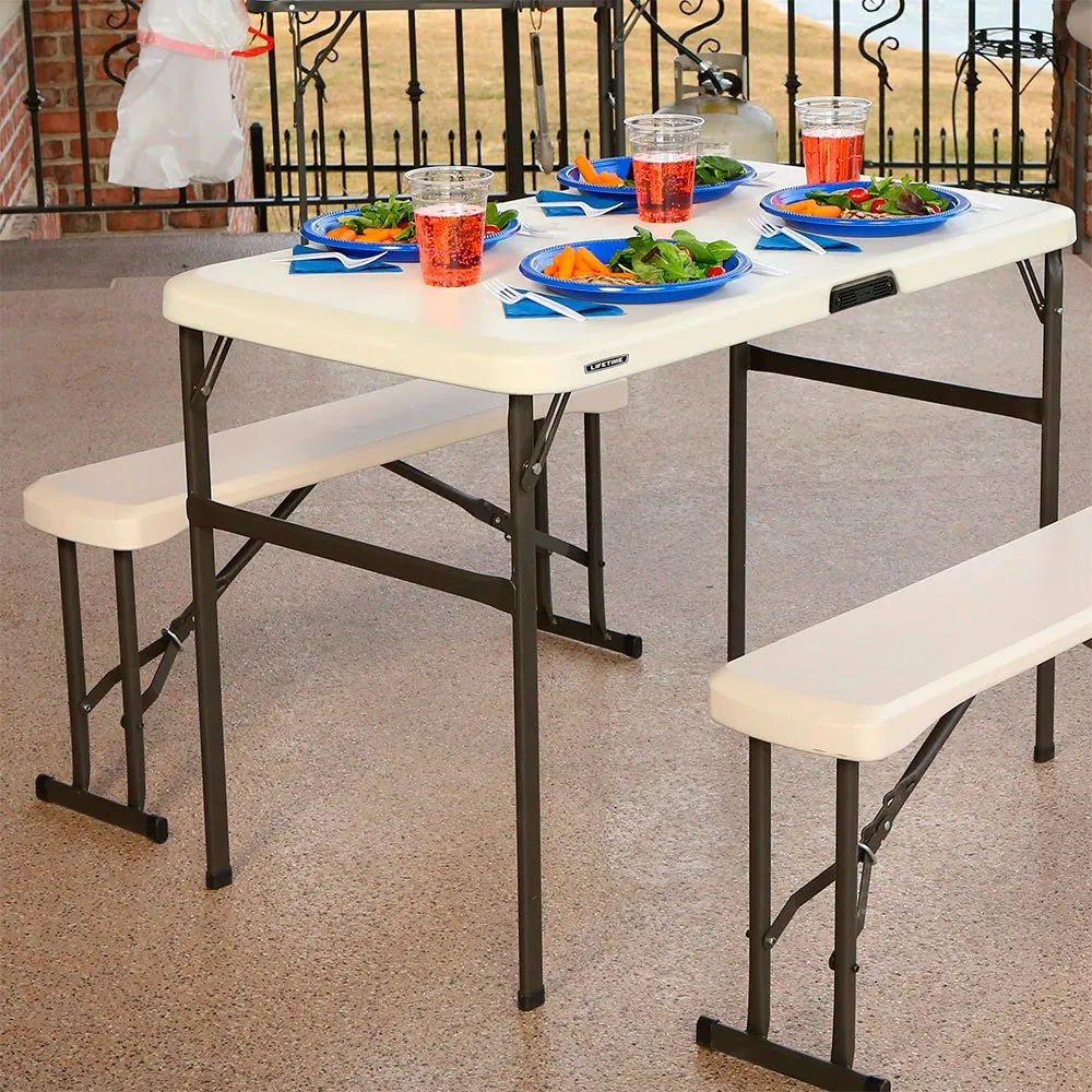 Lifetime Ultra-resistant Folding With 2 Benches Set Uv100 106x61x74 Cm Tisch, White, One Size Lifetime Ultra-resistant Folding With 2 Benches Set Uv100 106x61x74 Cm Tisch, White, One Size