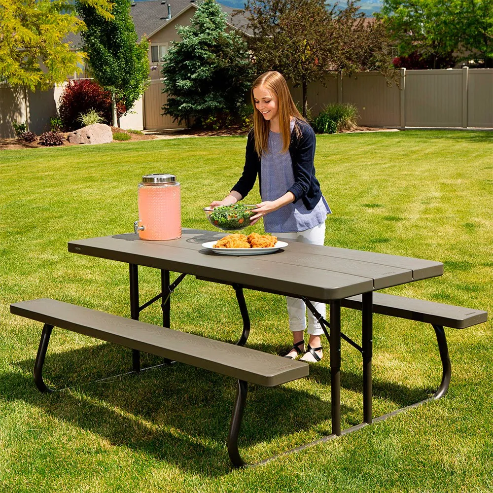 Lifetime Ultra-resistant Folding With Benches Uv100 183x76x74 Cm Tisch, Brown, One Size Lifetime Ultra-resistant Folding With Benches Uv100 183x76x74 Cm Tisch, Brown, One Size