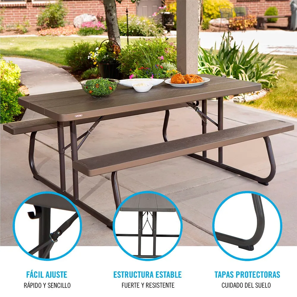 Lifetime Ultra-resistant Folding With Benches Uv100 183x76x74 Cm Tisch, Brown, One Size Lifetime Ultra-resistant Folding With Benches Uv100 183x76x74 Cm Tisch, Brown, One Size