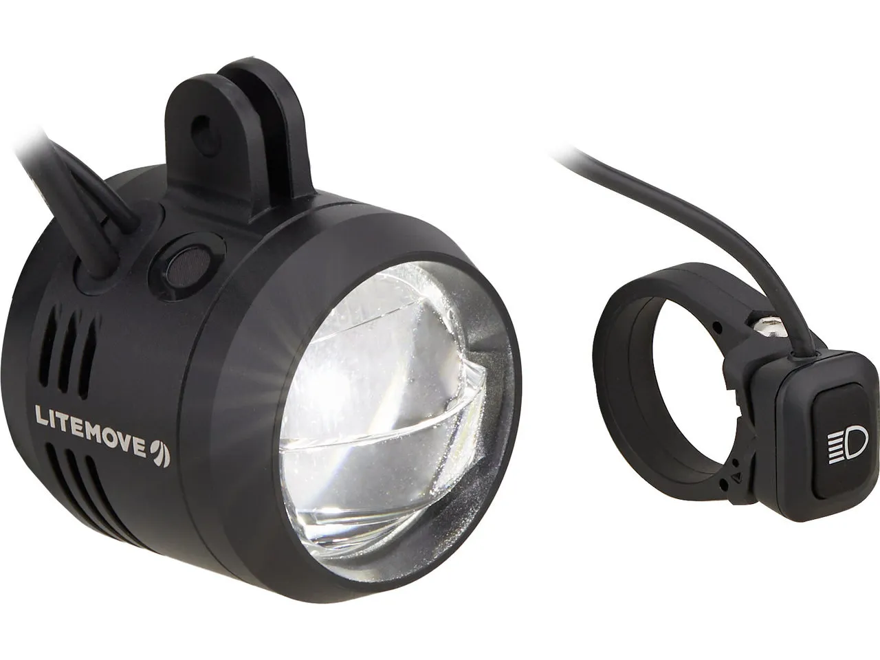 Litemove AC-150 LED HB/LB E-Bike Frontlicht für Vorbau-Montage mit StVZO, Schwarz Litemove AC-150 LED HB/LB E-Bike Frontlicht für Vorbau-Montage mit StVZO, Schwarz
