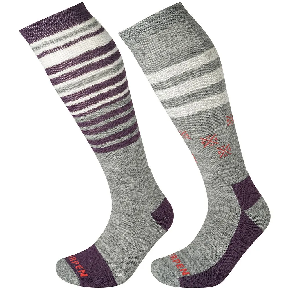 Lorpen S2mwe Ski Mid 2 Pack Eco Socken, Grey / plum Lorpen S2mwe Ski Mid 2 Pack Eco Socken, Grey / plum