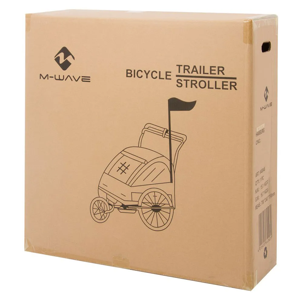 M-Wave Stalwart 3 In 1 Junior Trailer, Black / yellow, Max 32kg