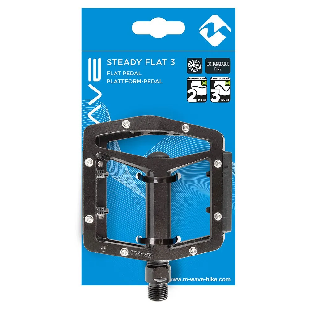 M-Wave Steady Flat 3 Pedale, Black, One Size M-Wave Steady Flat 3 Pedale, Black, One Size