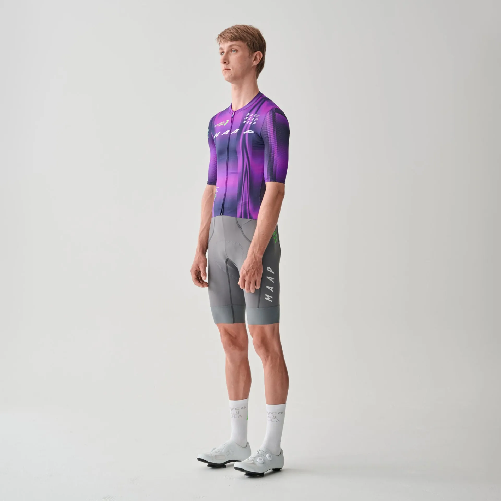 MAAP World Tour Team Kurze Trägerhose Evo, Shadow/weiß