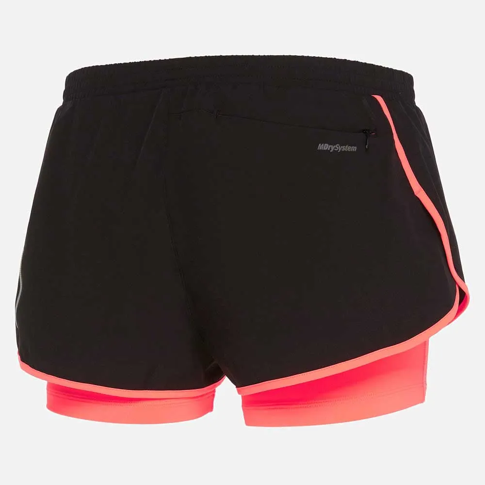 Macron Tricia 2.5 Micro 2 In 1 Kurze Hose female, Black / neon coral Macron Tricia 2.5 Micro 2 In 1 Kurze Hose female, Black / neon coral