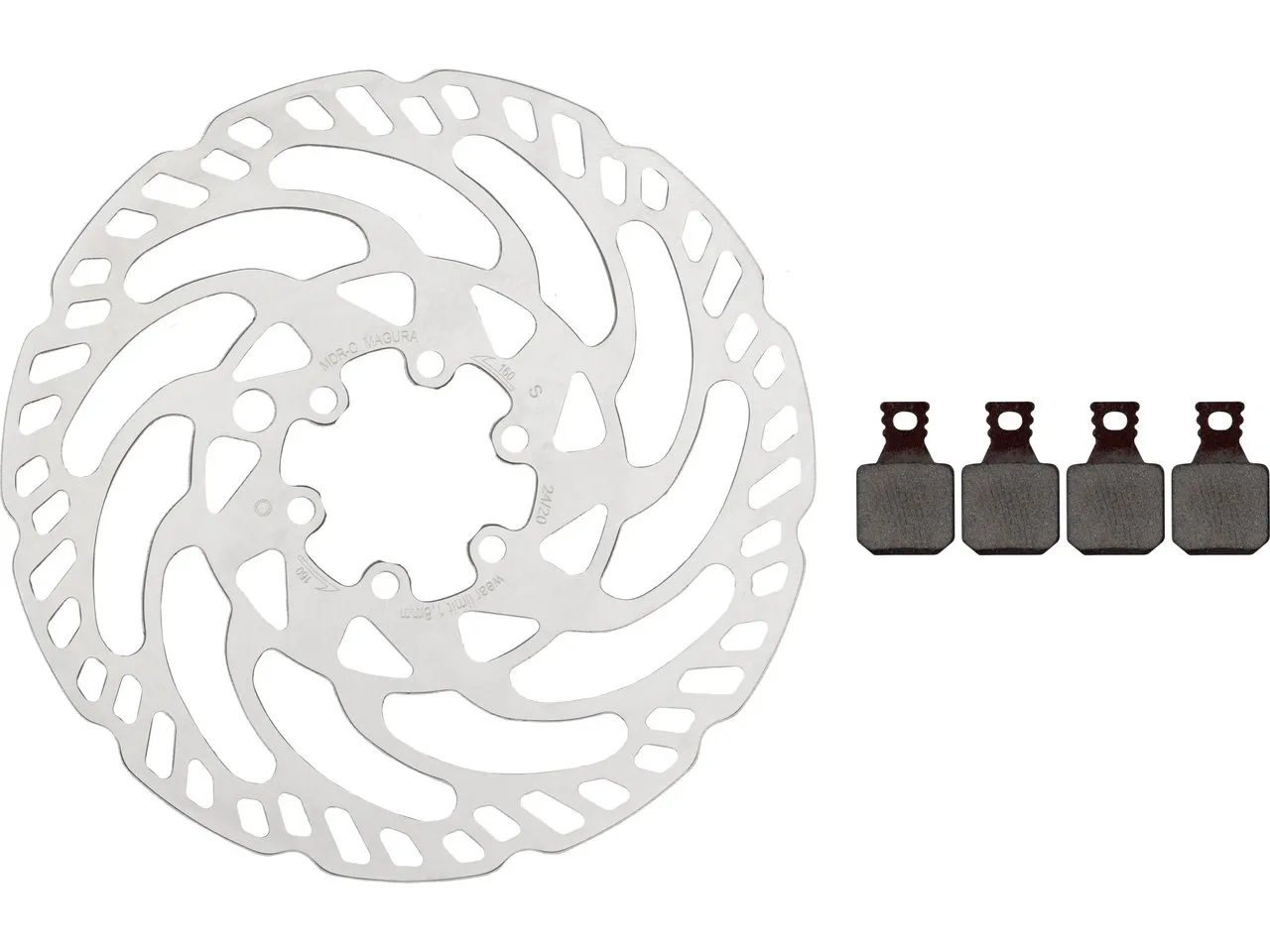 Magura MDR-C Bremsscheiben und Belag Kit 6-Loch, Grau, 160mm