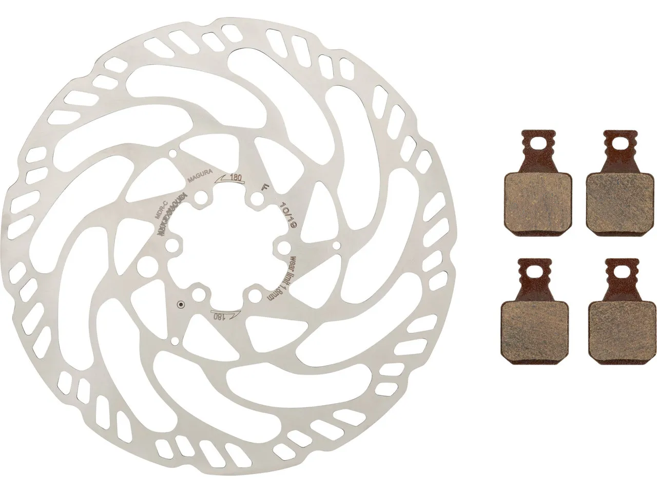 Magura MDR-C Bremsscheiben und Belag Kit 6-Loch, Grau, 180mm