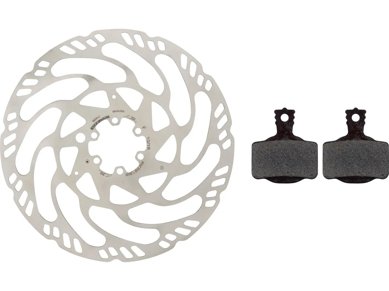 Magura MDR-C Bremsscheiben und Belag Kit 6-Loch, Grau, 203mm Magura MDR-C Bremsscheiben und Belag Kit 6-Loch, Grau, 203mm