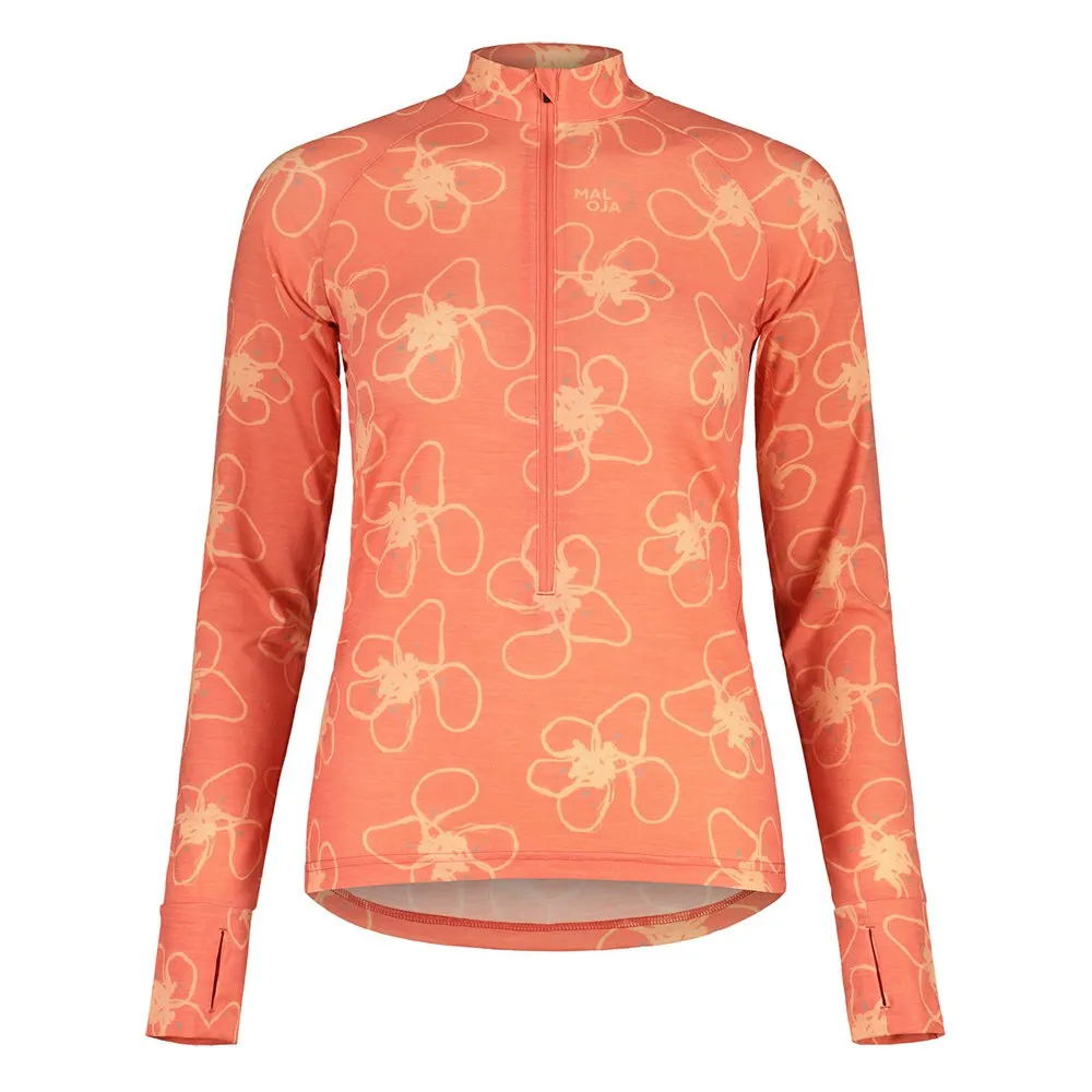 Maloja Traunseem Halbreißverschluss-langarm-t-shirt, Cranberry ropeflower