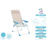 Marbueno Summer 10175 69x58x109 Cm Aluminium Mehrfach Verstellbarer Klappstuhl, Beige / blue, 69 x 58 x 109cm