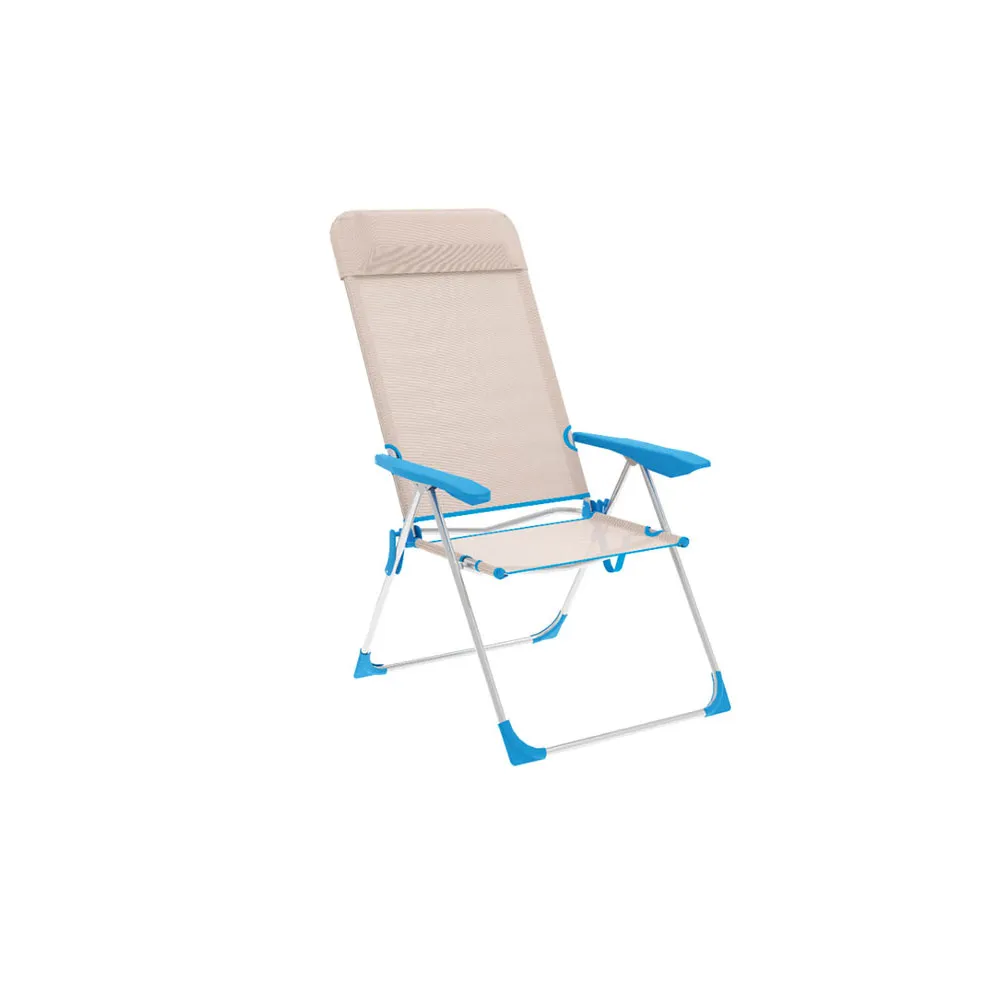 Marbueno Summer 10175 69x58x109 Cm Aluminium Mehrfach Verstellbarer Klappstuhl, Beige / blue, 69 x 58 x 109cm Marbueno Summer 10175 69x58x109 Cm Aluminium Mehrfach Verstellbarer Klappstuhl, Beige / blue, 69 x 58 x 109cm