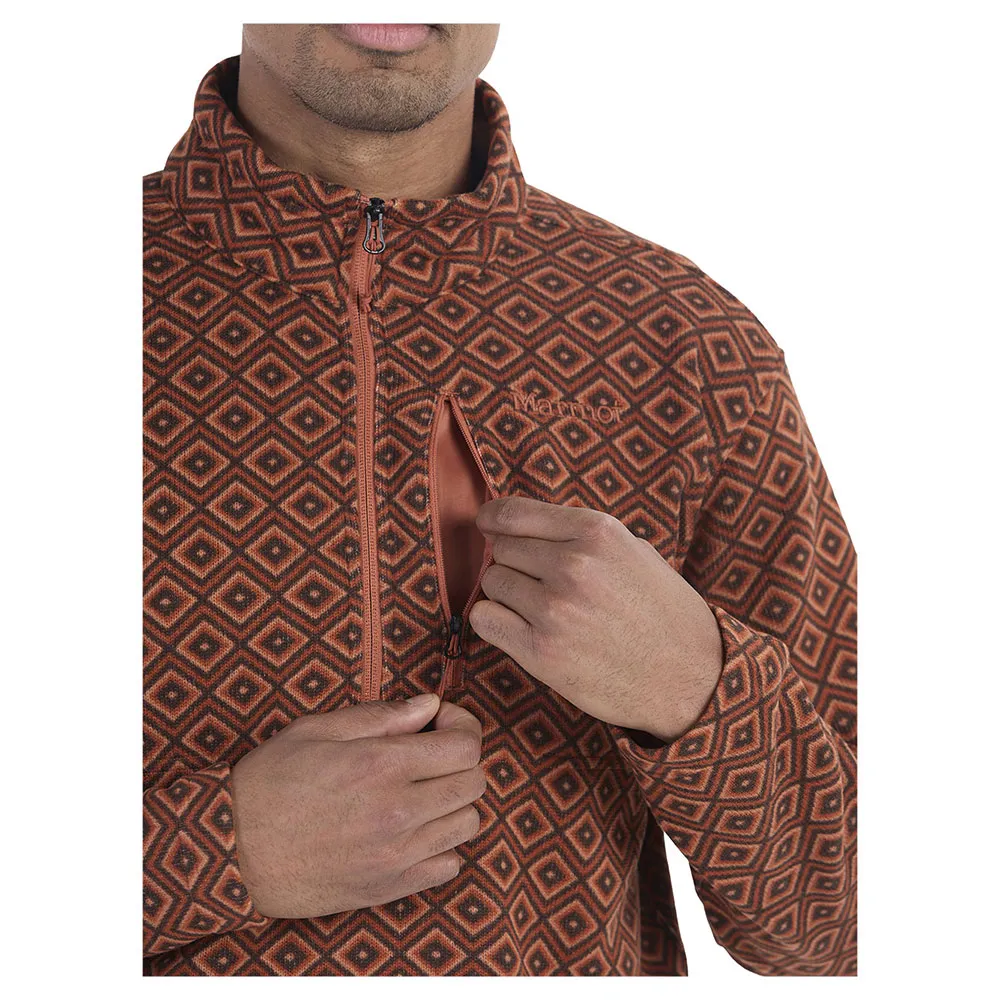 Marmot Heavyweight Drop Line Printed Fleece Mit Halbem Reißverschluss, Auburn geo diamonds Marmot Heavyweight Drop Line Printed Fleece Mit Halbem Reißverschluss, Auburn geo diamonds