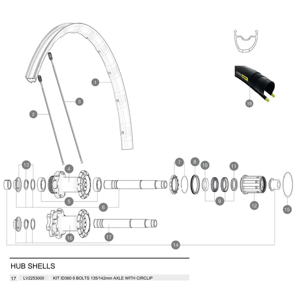 Mavic 6 Bolt Disc Id360 Hinterradnabenachse, Silver / black, 12 x 135/142mm Mavic 6 Bolt Disc Id360 Hinterradnabenachse, Silver / black, 12 x 135/142mm