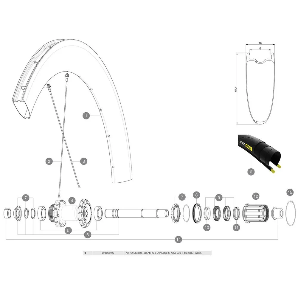 Mavic Comete Pro Carbon Sl C Disc Hintere Rechte Speichen 12 Einheiten, Black, 236mm Mavic Comete Pro Carbon Sl C Disc Hintere Rechte Speichen 12 Einheiten, Black, 236mm