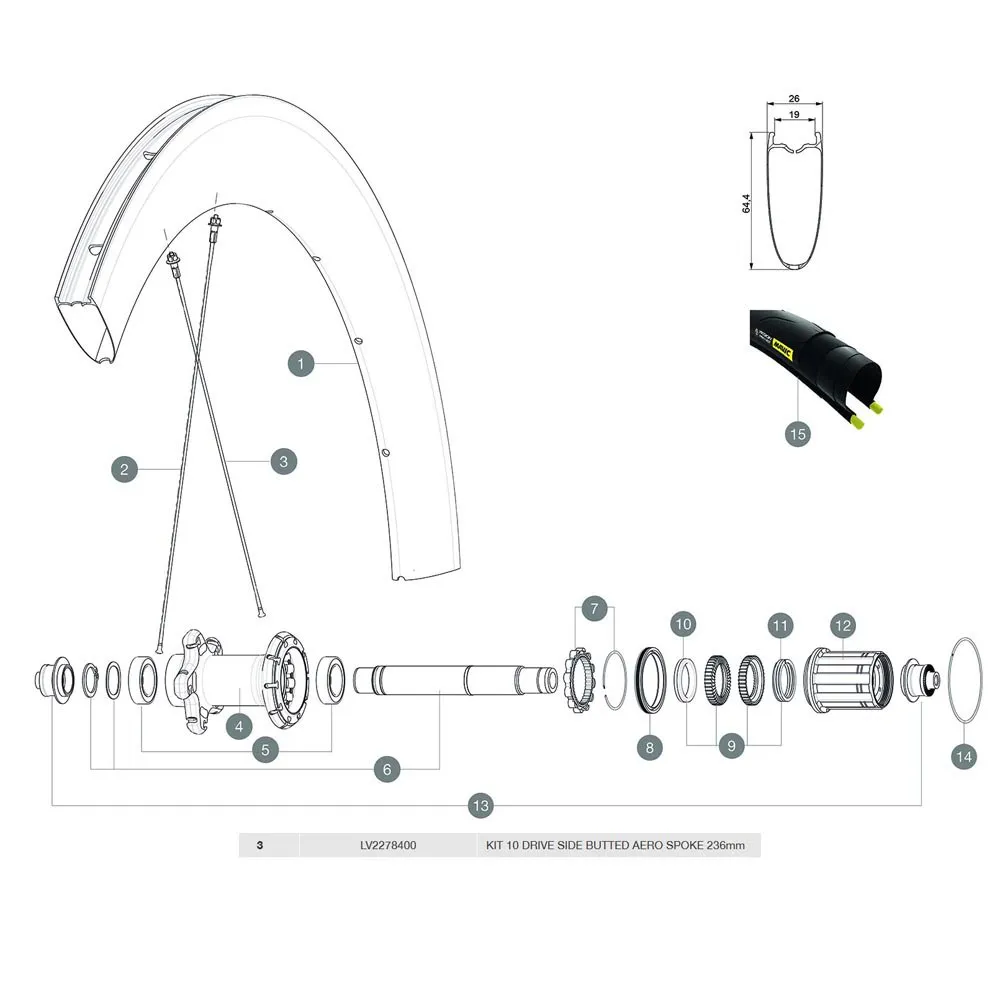 Mavic Comete Pro Carbon Sl T Hintere Linke Speichen 10 Einheiten, Black, 236mm Mavic Comete Pro Carbon Sl T Hintere Linke Speichen 10 Einheiten, Black, 236mm