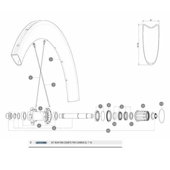 Mavic Comete Pro Carbon Sl Tubular 19 Rear Felge, Black, 700 - 28" 20H Mavic Comete Pro Carbon Sl Tubular 19 Rear Felge, Black, 700 - 28" 20H