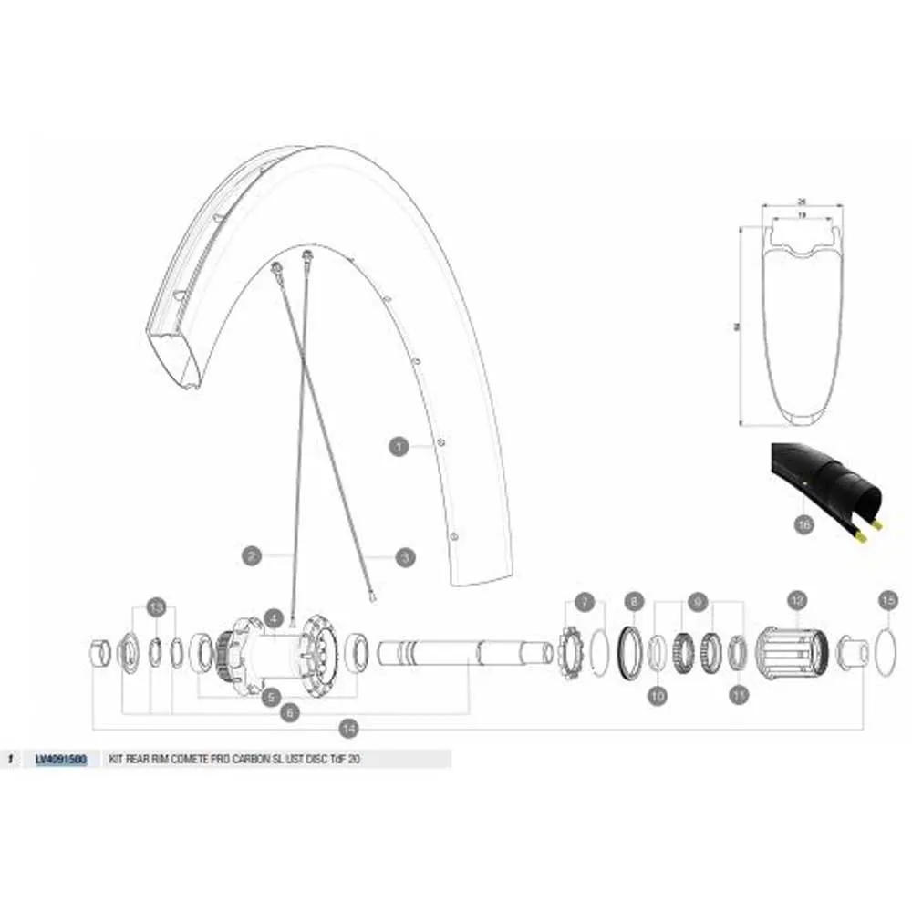 Mavic Comete Pro Carbon Sl Us Disc 20 Rear Felge, Black, 700 - 28" 24H Mavic Comete Pro Carbon Sl Us Disc 20 Rear Felge, Black, 700 - 28" 24H