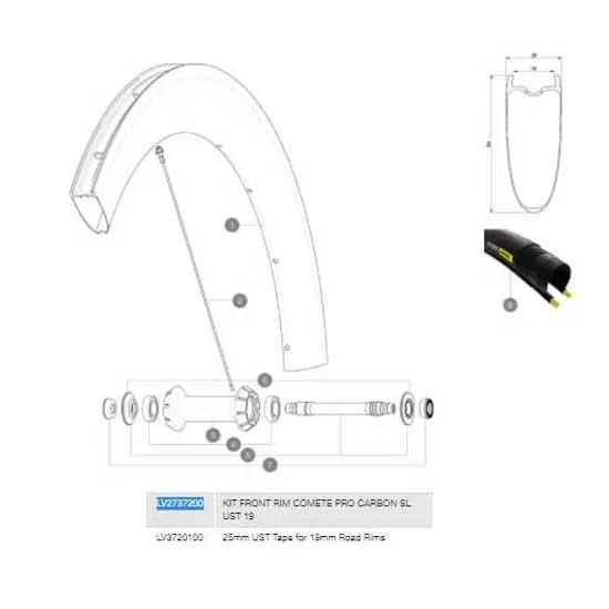 Mavic Comete Pro Carbon Sl Ust 19 Front Felge, Black, 700 - 28" 18H Mavic Comete Pro Carbon Sl Ust 19 Front Felge, Black, 700 - 28" 18H
