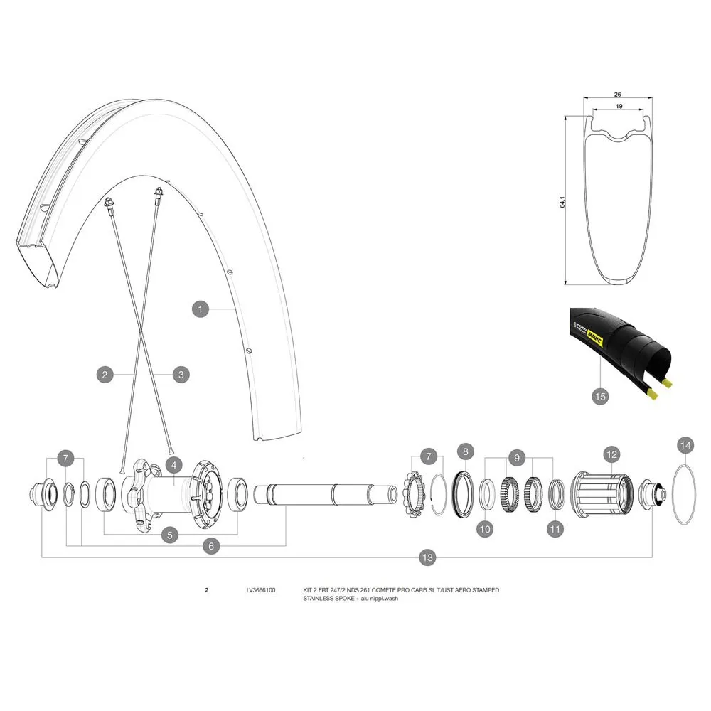 Mavic Comete Pro Carbon Sl Ust Front 2 Units/rear Left Speichen 2 Einheiten, Black, 247/261mm Mavic Comete Pro Carbon Sl Ust Front 2 Units/rear Left Speichen 2 Einheiten, Black, 247/261mm