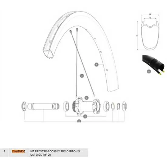 Mavic Cosmic Pro Carbon Sl Ust Disc 20 Front Felge, Black, 700 - 28" 20H Mavic Cosmic Pro Carbon Sl Ust Disc 20 Front Felge, Black, 700 - 28" 20H