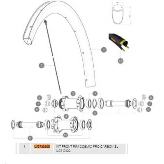 Mavic Cosmic Pro Carbon Sl Ust Disc Front Felge, Black, 700 - 28" 24H Mavic Cosmic Pro Carbon Sl Ust Disc Front Felge, Black, 700 - 28" 24H
