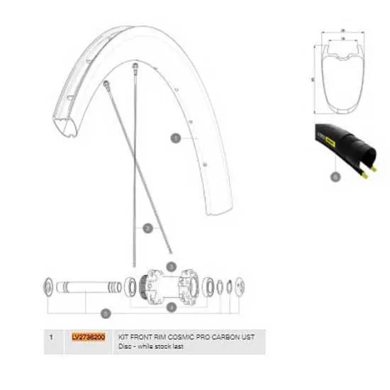 Mavic Cosmic Pro Carbon Ust Disc Front Felge, Black, 650B - 27.5" 2 Mavic Cosmic Pro Carbon Ust Disc Front Felge, Black, 650B - 27.5" 2
