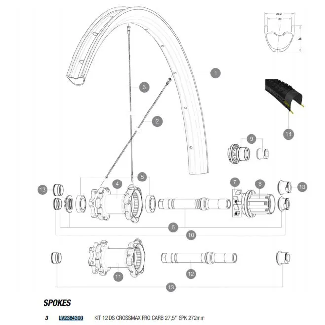Mavic Crossmax Pro Carbon 27,5" Ersatzspeichen Modell 2017-2018 Mavic Crossmax Pro Carbon 27,5" Ersatzspeichen Modell 2017-2018