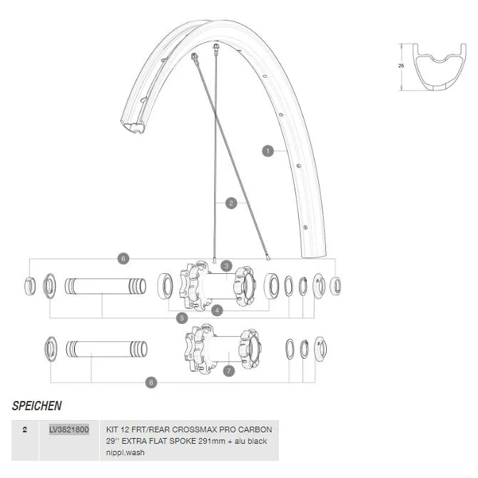 Mavic Crossmax Pro Carbon 29 Front/rear Speiche 12 Einheiten, Black, 291mm Mavic Crossmax Pro Carbon 29 Front/rear Speiche 12 Einheiten, Black, 291mm