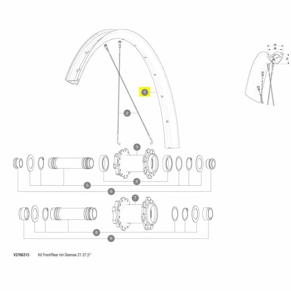 Mavic Deemax 21 27.5´´ Speichen, Black, 27.5" Mavic Deemax 21 27.5´´ Speichen, Black, 27.5"