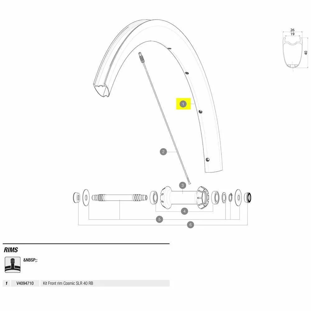 Mavic Front Cosmic Slr 40 Rb Rennradfelge, Black, 700 - 28" Mavic Front Cosmic Slr 40 Rb Rennradfelge, Black, 700 - 28"