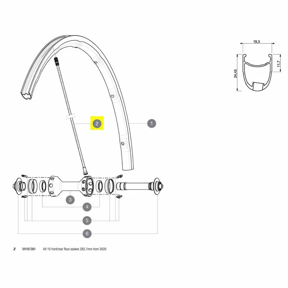 Mavic Kit 10 Front/rear Rsys 2020 Speichen, Black, 282.7mm Mavic Kit 10 Front/rear Rsys 2020 Speichen, Black, 282.7mm