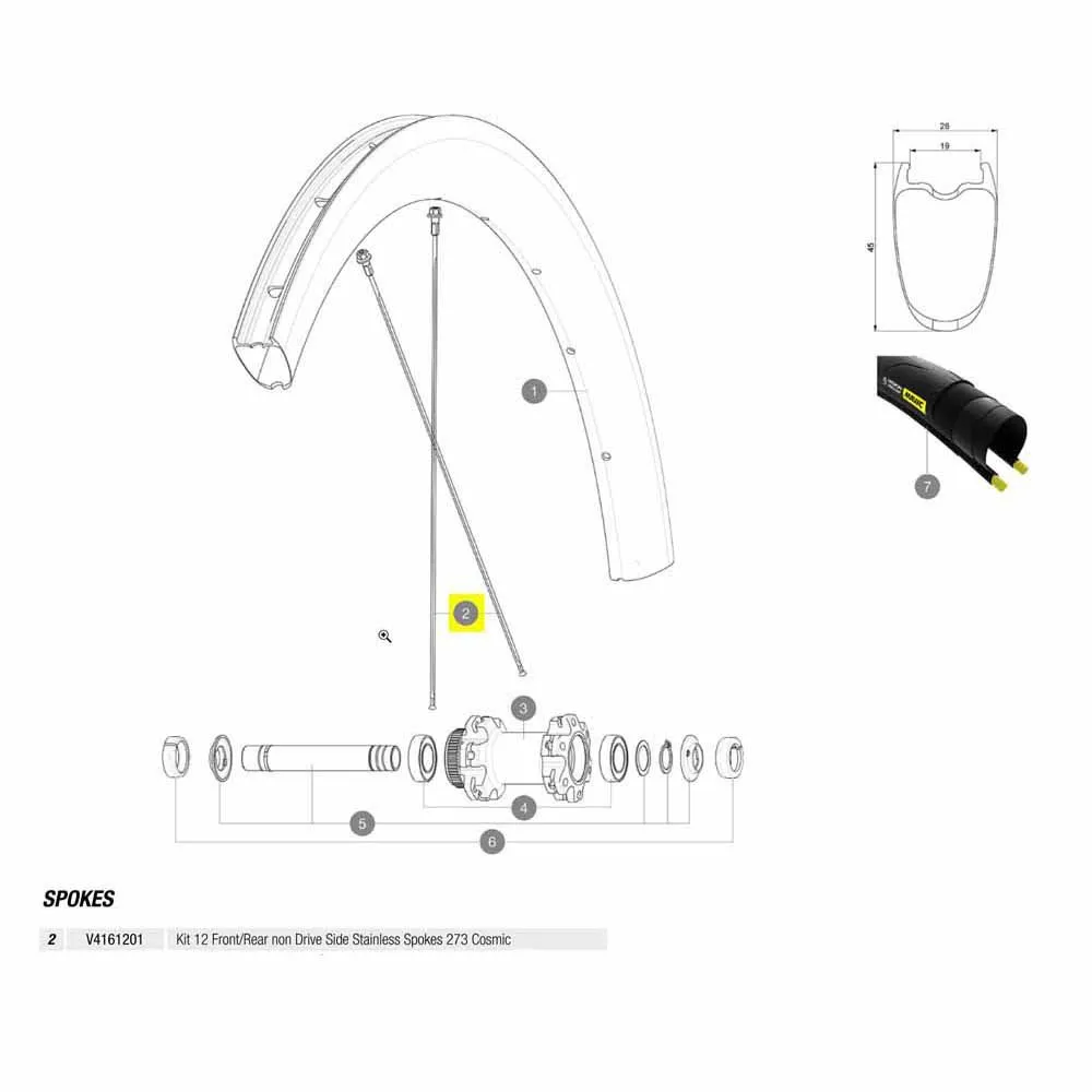 Mavic Kit 12 Front/rear Cosmic Pro Carbon Ust Disc Speichen, Black, 273mm Mavic Kit 12 Front/rear Cosmic Pro Carbon Ust Disc Speichen, Black, 273mm