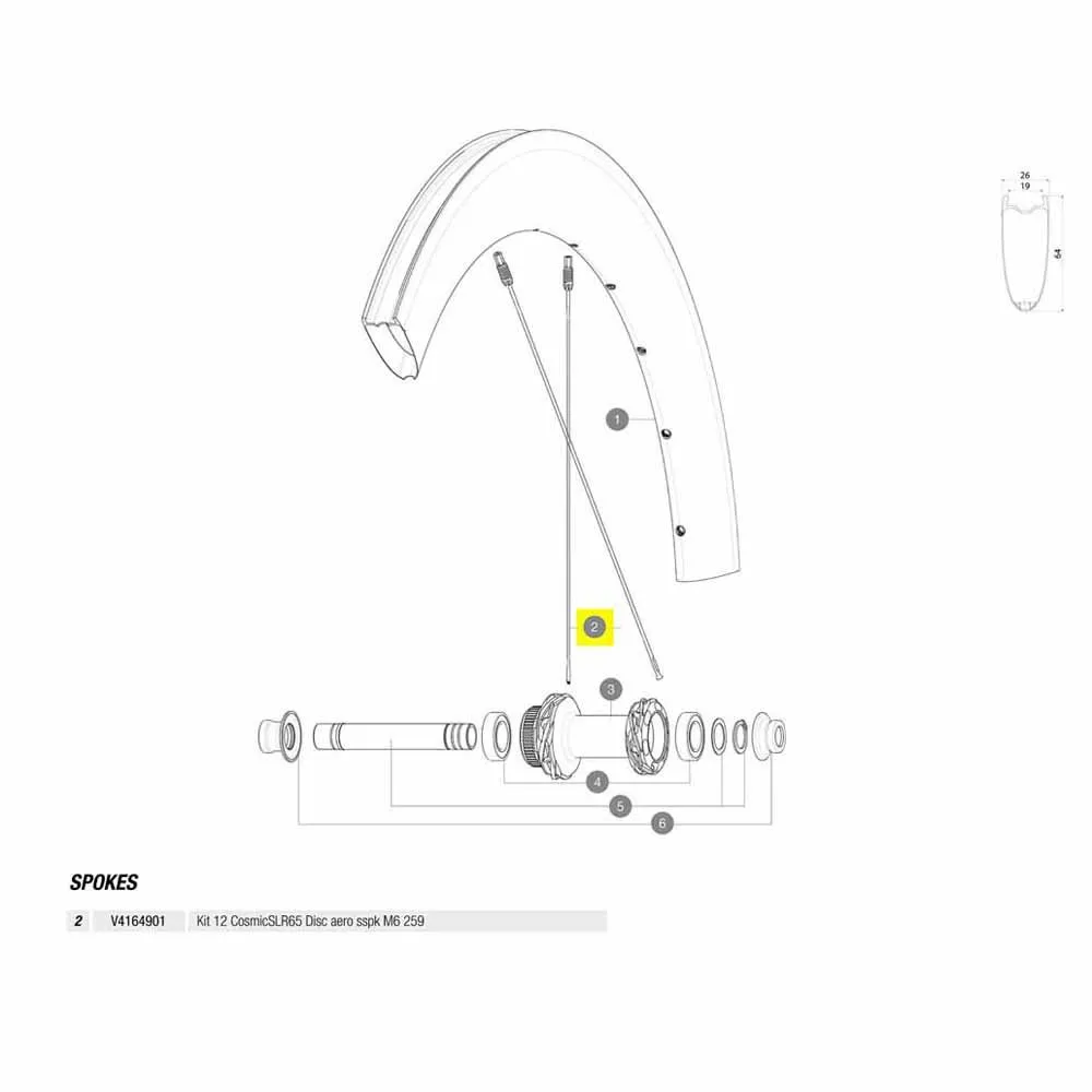 Mavic Kit 12 Front/rear Cosmic Slr 65 Disc Speichen, Black, 259mm Mavic Kit 12 Front/rear Cosmic Slr 65 Disc Speichen, Black, 259mm