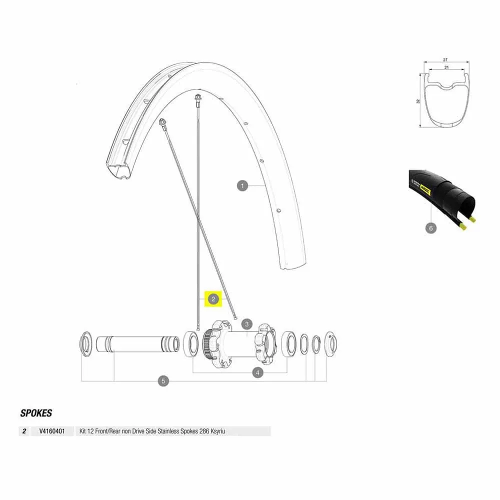 Mavic Kit 12 Front/rear Ksyrium Pro Carbon Ust Disc Speichen, Black, 286mm