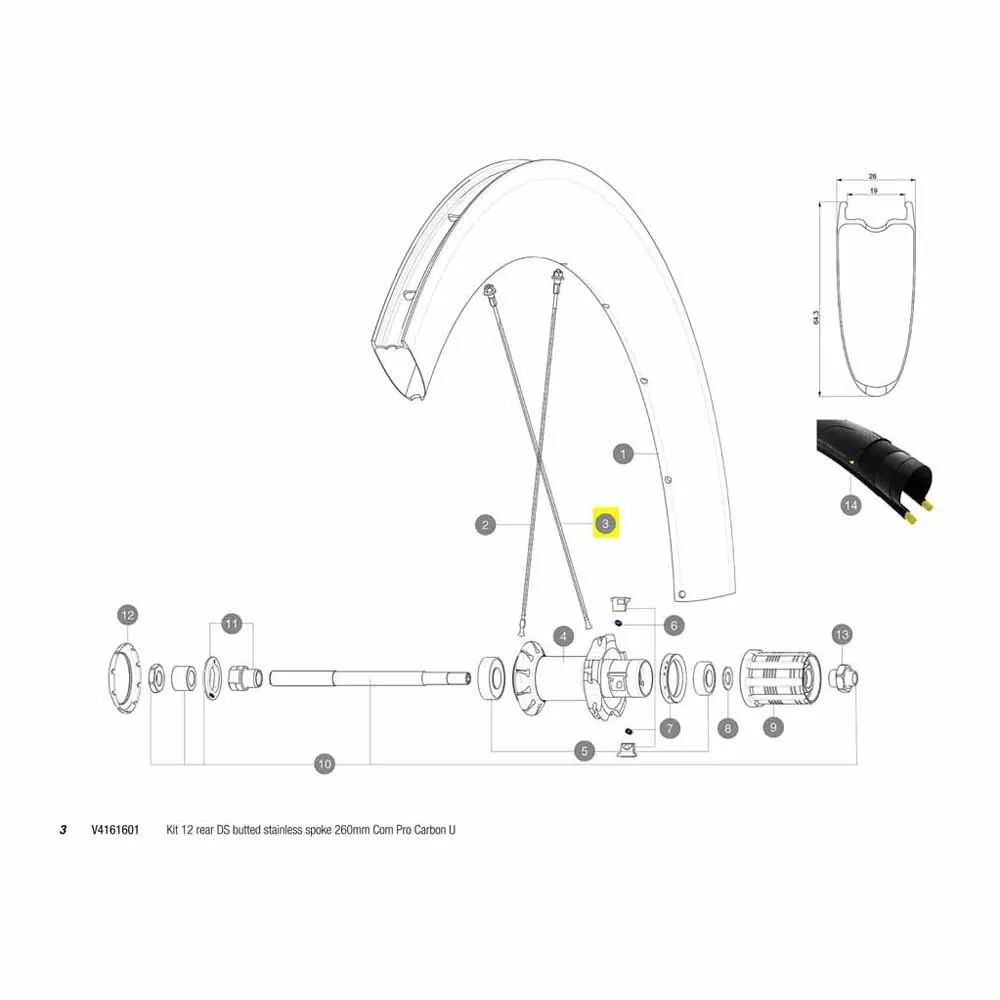 Mavic Kit 12 Rear Ds Com Pro Carbon Ust Speichen Mavic Kit 12 Rear Ds Com Pro Carbon Ust Speichen
