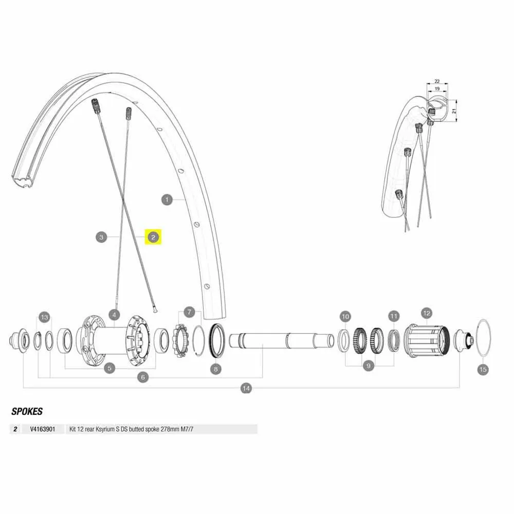 Mavic Kit 12 Rear Ksyrium S Ds Speichen, Black, 278mm Mavic Kit 12 Rear Ksyrium S Ds Speichen, Black, 278mm
