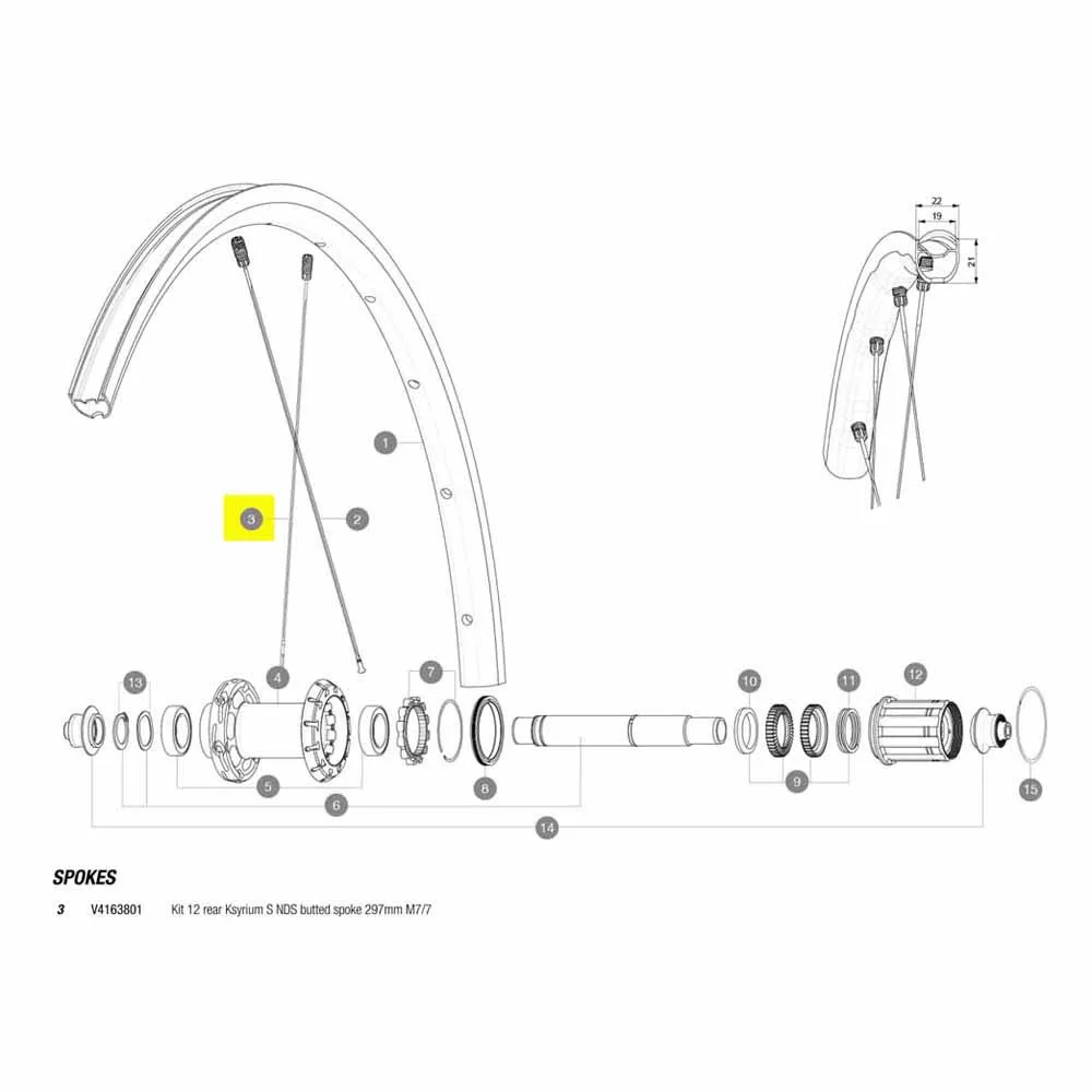 Mavic Kit 12 Rear Ksyrium S Nds Speichen, Black, 297mm Mavic Kit 12 Rear Ksyrium S Nds Speichen, Black, 297mm