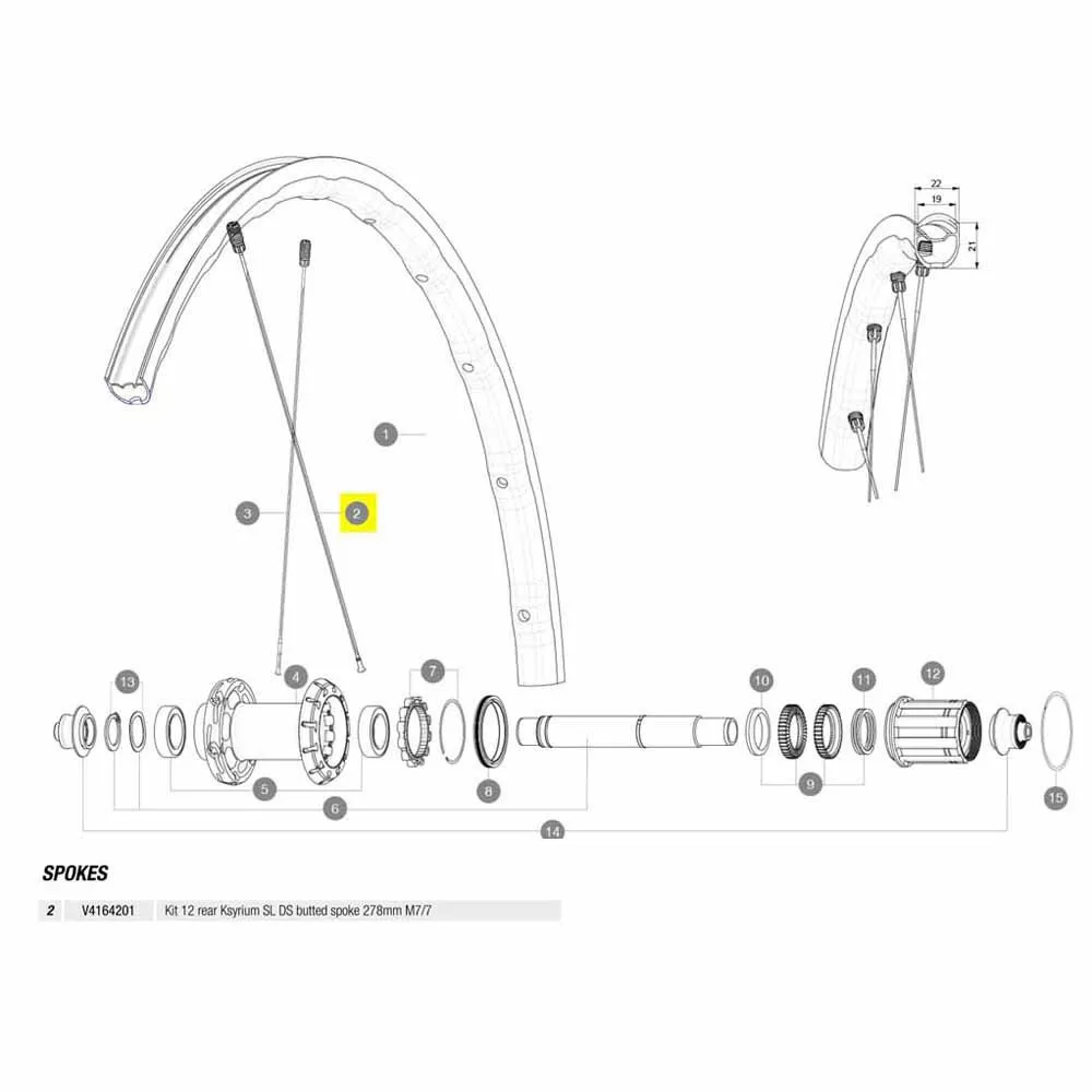 Mavic Kit 12 Rear Ksyrium Sl Ds Speichen, Black, 278mm Mavic Kit 12 Rear Ksyrium Sl Ds Speichen, Black, 278mm