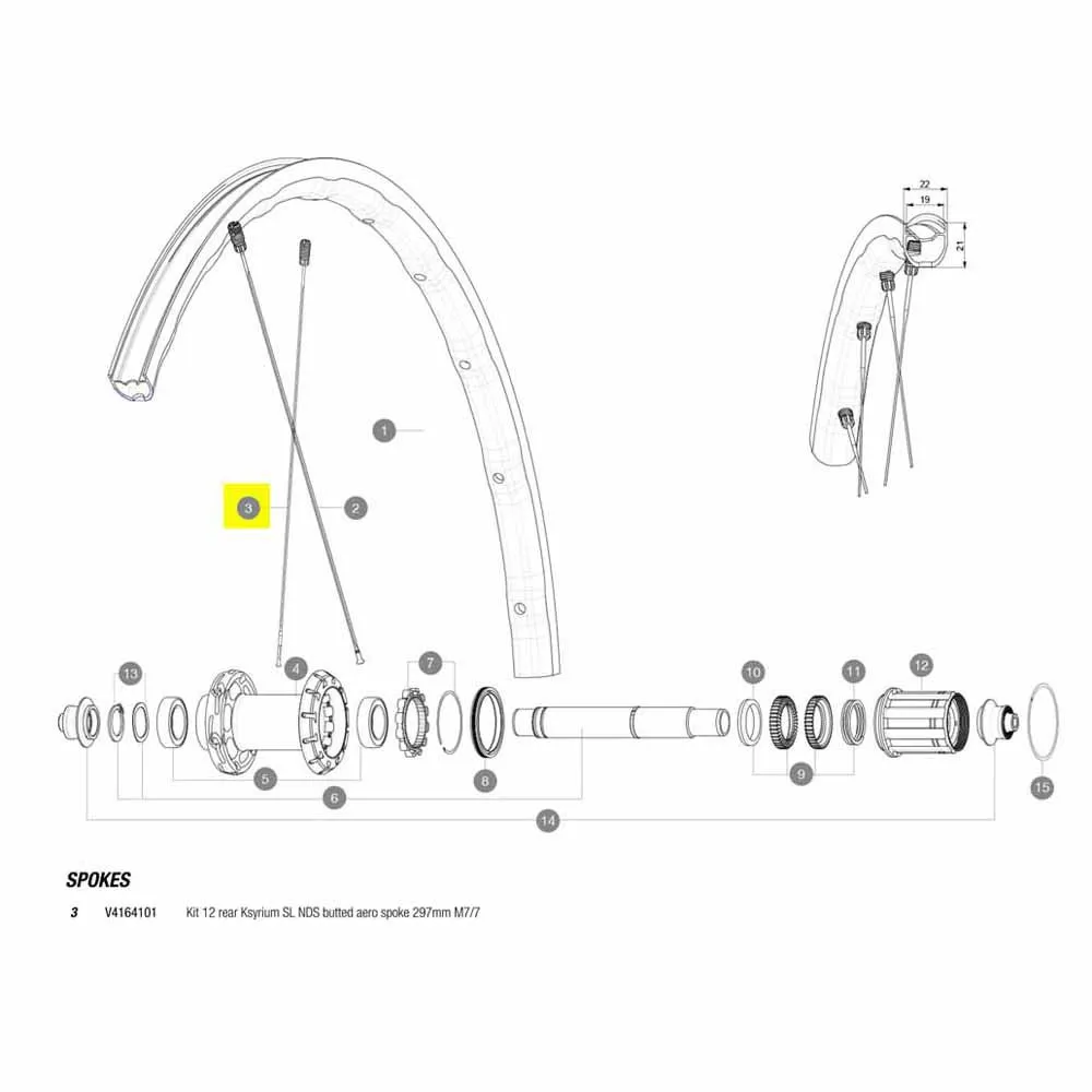 Mavic Kit 12 Rear Ksyrium Sl Nds Speichen, Black, 297mm Mavic Kit 12 Rear Ksyrium Sl Nds Speichen, Black, 297mm
