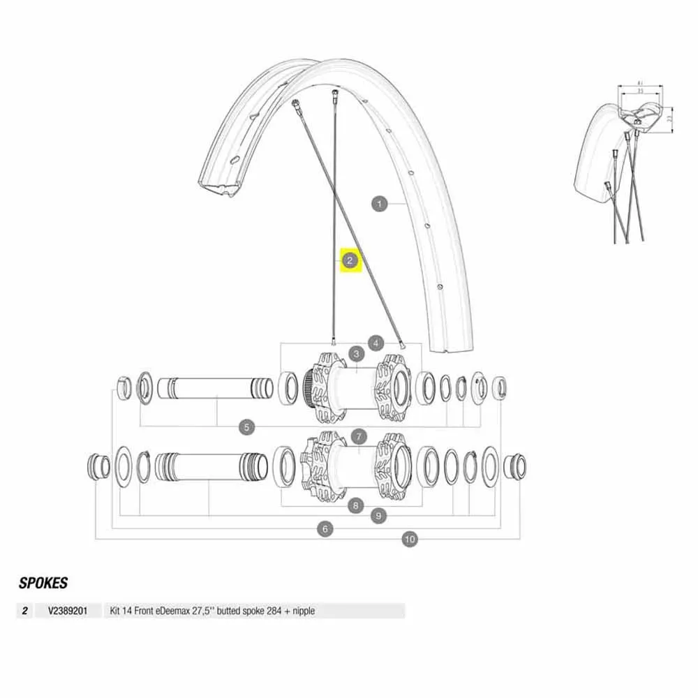 Mavic Kit 14 Front Edeemax 27.5´´ Speichen, Black, 284mm Mavic Kit 14 Front Edeemax 27.5´´ Speichen, Black, 284mm