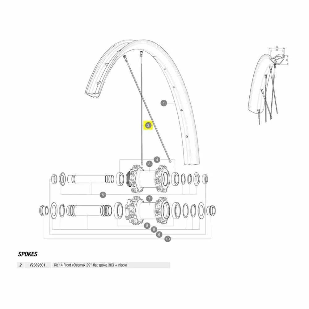 Mavic Kit 14 Front Edeemax 29´´ Speichen, Black, 303mm Mavic Kit 14 Front Edeemax 29´´ Speichen, Black, 303mm