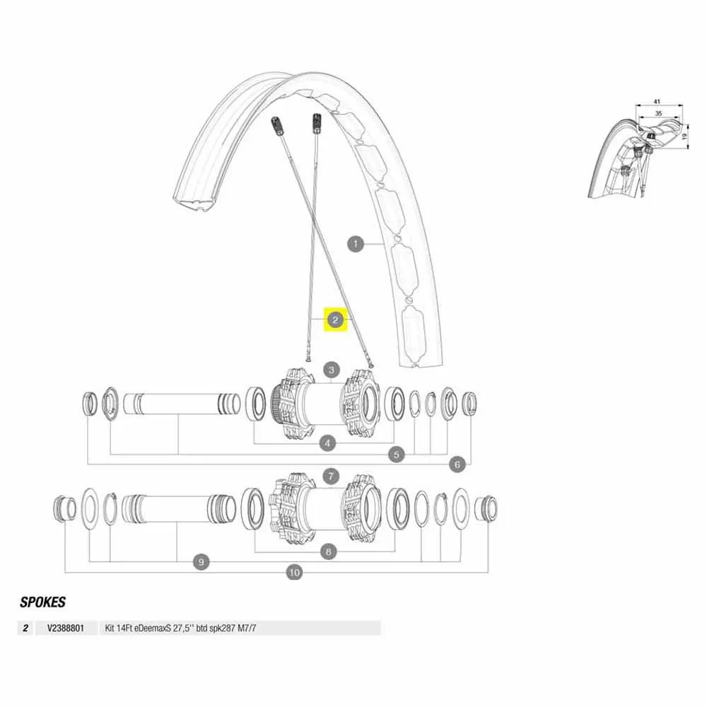 Mavic Kit 14 Front Edeemax S 27.5´´ Speichen, Black, 287mm Mavic Kit 14 Front Edeemax S 27.5´´ Speichen, Black, 287mm