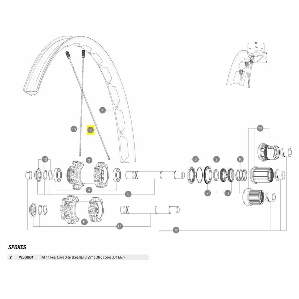 Mavic Kit 14 Rear Drive Side Edeemax S 29´´ Speichen Mavic Kit 14 Rear Drive Side Edeemax S 29´´ Speichen
