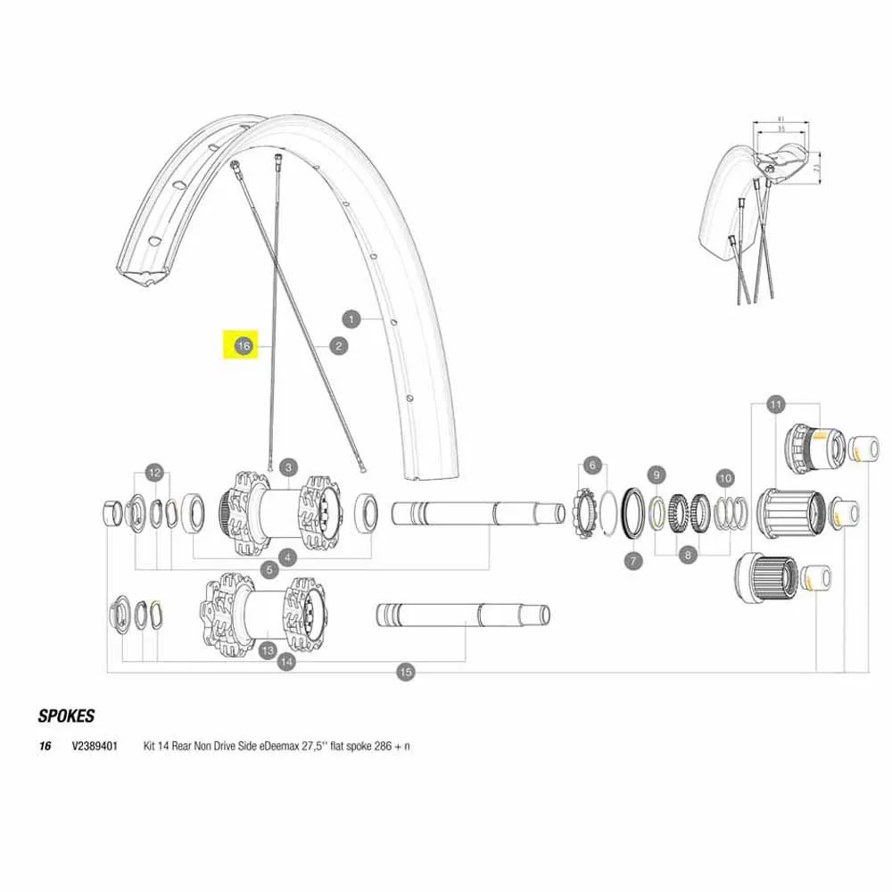 Mavic Kit 14 Rear Non Drive Side Edeemax 27.5´´ Speichen Mavic Kit 14 Rear Non Drive Side Edeemax 27.5´´ Speichen