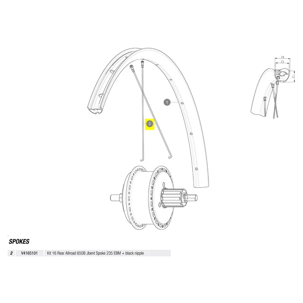 Mavic Kit 16 Rear Allroas 650b Speichen, Black, 235mm Mavic Kit 16 Rear Allroas 650b Speichen, Black, 235mm