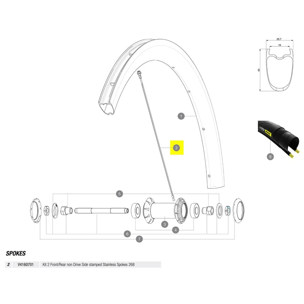 Mavic Kit 2 Front/rear Cosmic Pro Carbon Ust Speichen, Black, 268mm Mavic Kit 2 Front/rear Cosmic Pro Carbon Ust Speichen, Black, 268mm