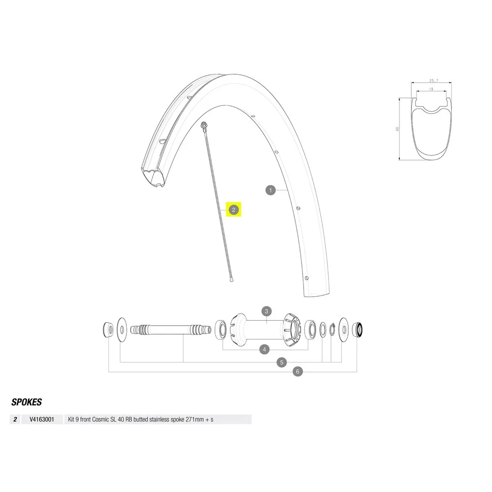 Mavic Kit 9 Front Cosmic Sl 40 Rb Speichen, Black, 271mm Mavic Kit 9 Front Cosmic Sl 40 Rb Speichen, Black, 271mm