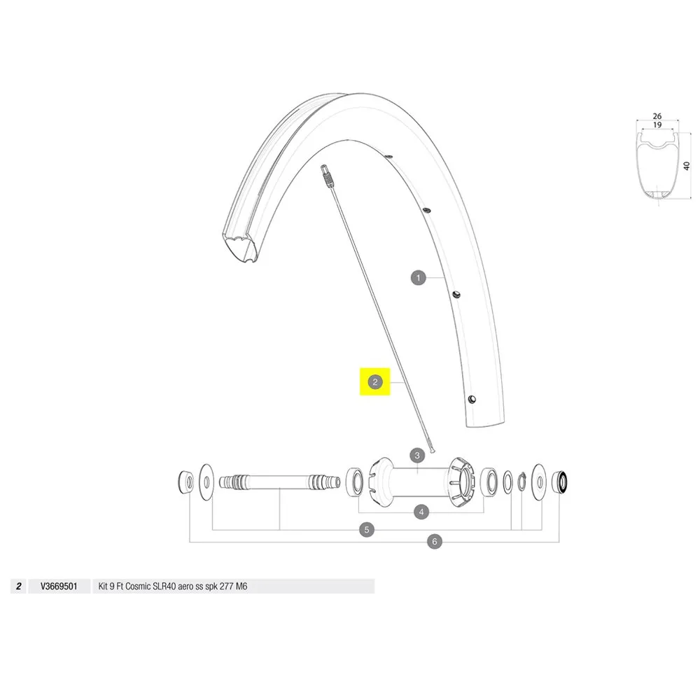 Mavic Kit 9 Front Cosmic Slr 40 Rb Speichen, Black, 277mm Mavic Kit 9 Front Cosmic Slr 40 Rb Speichen, Black, 277mm