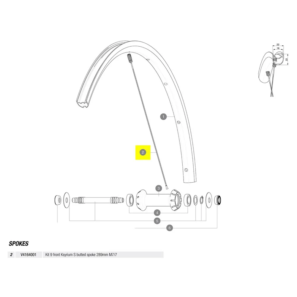 Mavic Kit 9 Front Ksyrium S Speichen, Black, 289mm Mavic Kit 9 Front Ksyrium S Speichen, Black, 289mm